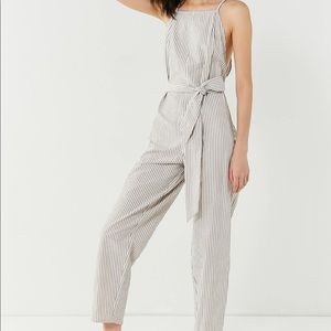 Striped Jumpsuit - Cream and White